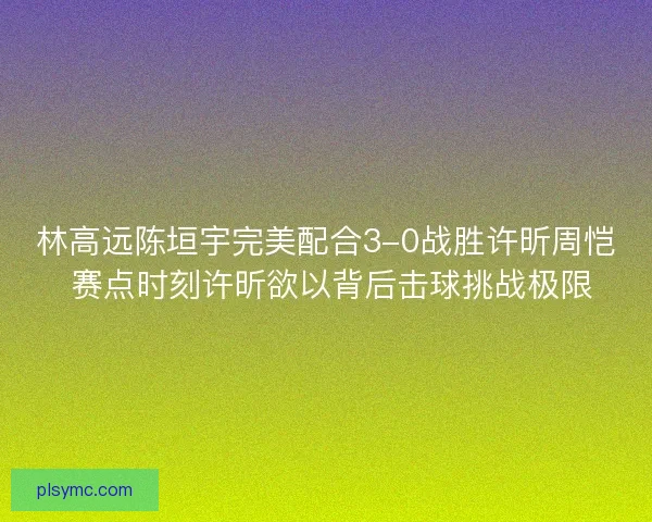 林高远陈垣宇完美配合3-0战胜许昕周恺 赛点时刻许昕欲以背后击球挑战极限